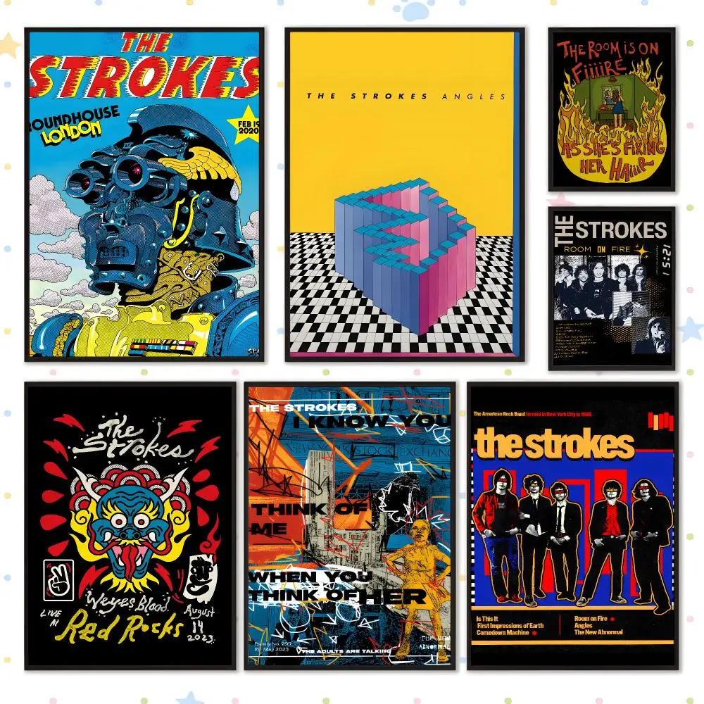 Music Rock Band Popular The Strokes Poster HD Waterproof PP Self Adhesive Aesthetic Bedroom Dorm Gaming Room Home Decor Gift