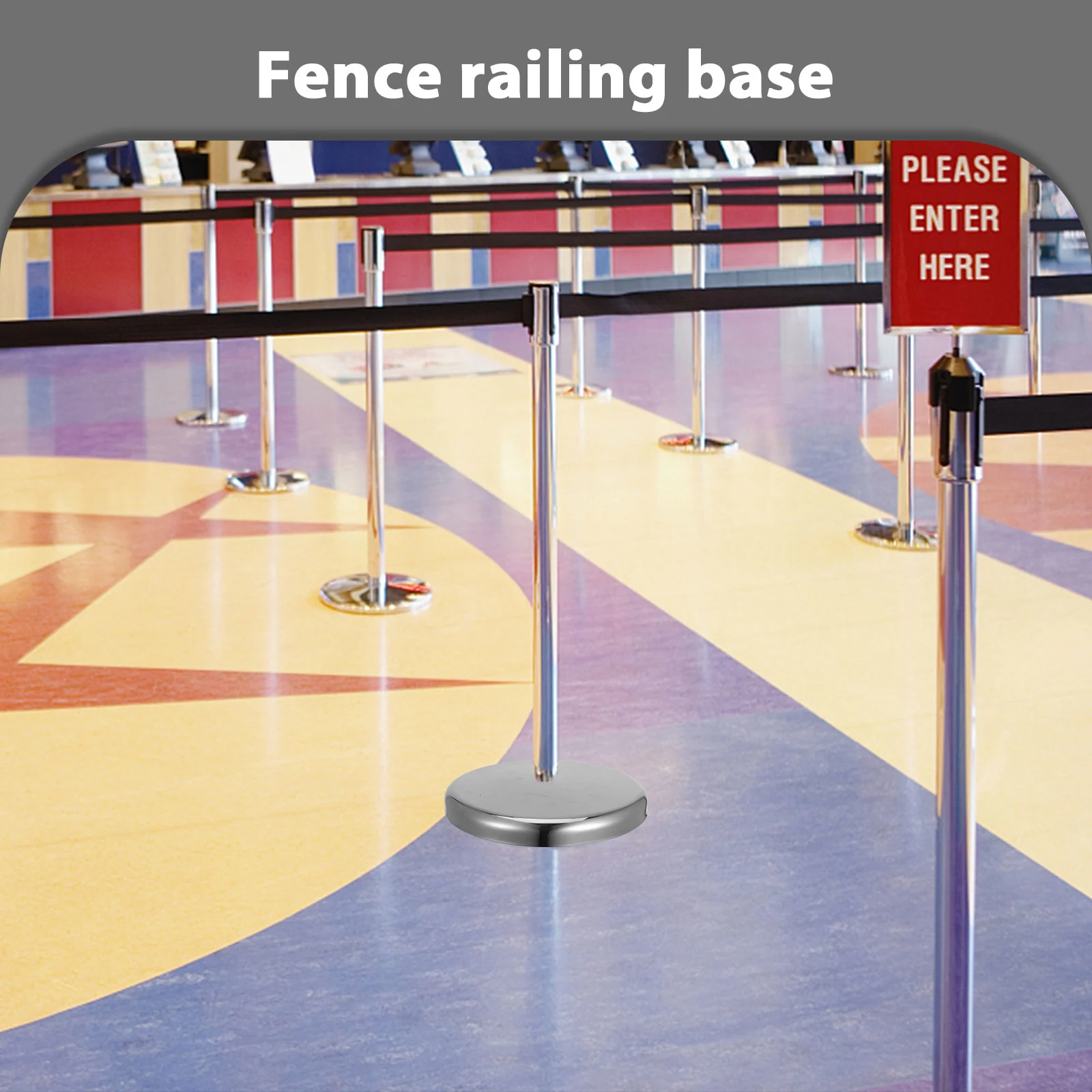 Fence Outdoor Base One Meter Railing Delineator Flat Plate 3200X3200X300CM Retractable Silver Traffic Post Stand