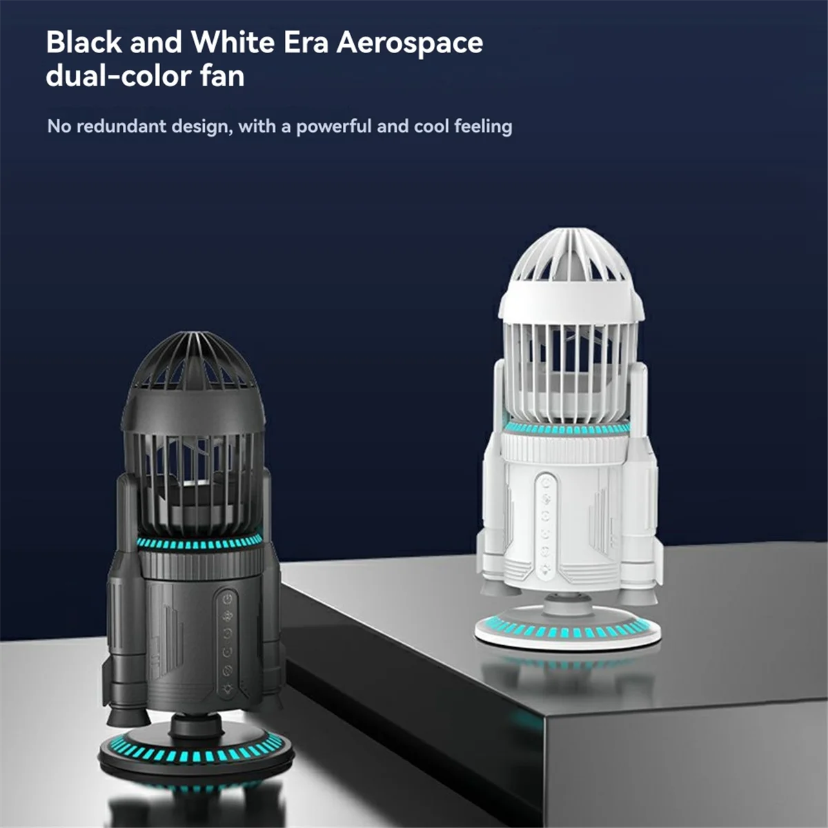 

NEW Space Rocket Fan with Spray System Rechargeable 3 Level Breeze Adjustable RGB Silent Desktop Cooler Fan Ornament Toy B