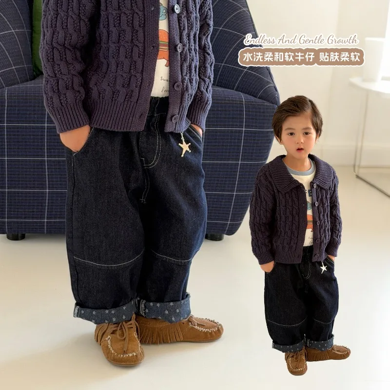 Boys' jeans 2026 Spring and Autumn collection new stylish pants, children's straight leg baby casual pants