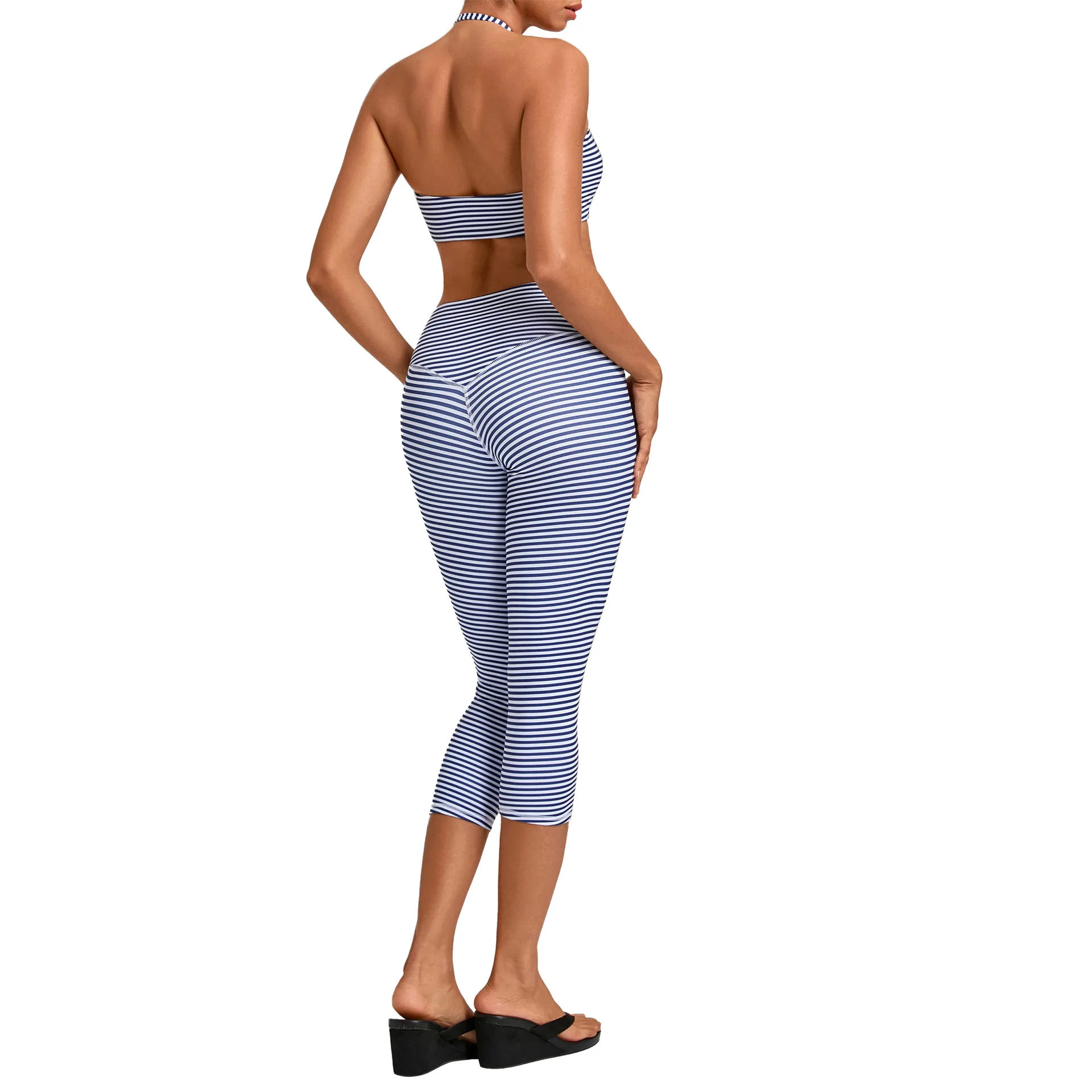 Yoga Set Women Sports Sets Halter Sports Bra Gym Pilates High Waist Workout Yoga Capri Leggings Butt Lift Fitness Sportswear