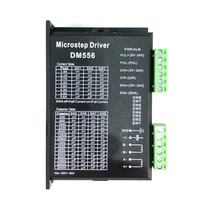 

1pcs DM556 Stepper Motor Controller 2 Phase AND 23 34 Digital Stepper Motor Driver 20-50V DC Max 5.6A for 42 57. 86 Series Motor