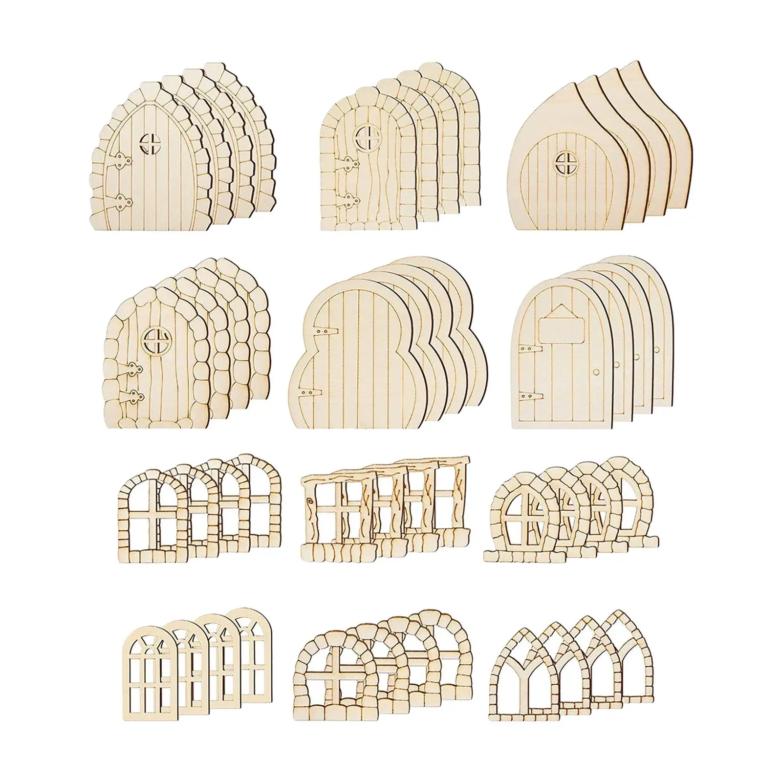 Fairy Theme Unpainted Door Window Wooden Parts 12 Designs Garden Door DIY Craft Projects for Garden Shed Accessory