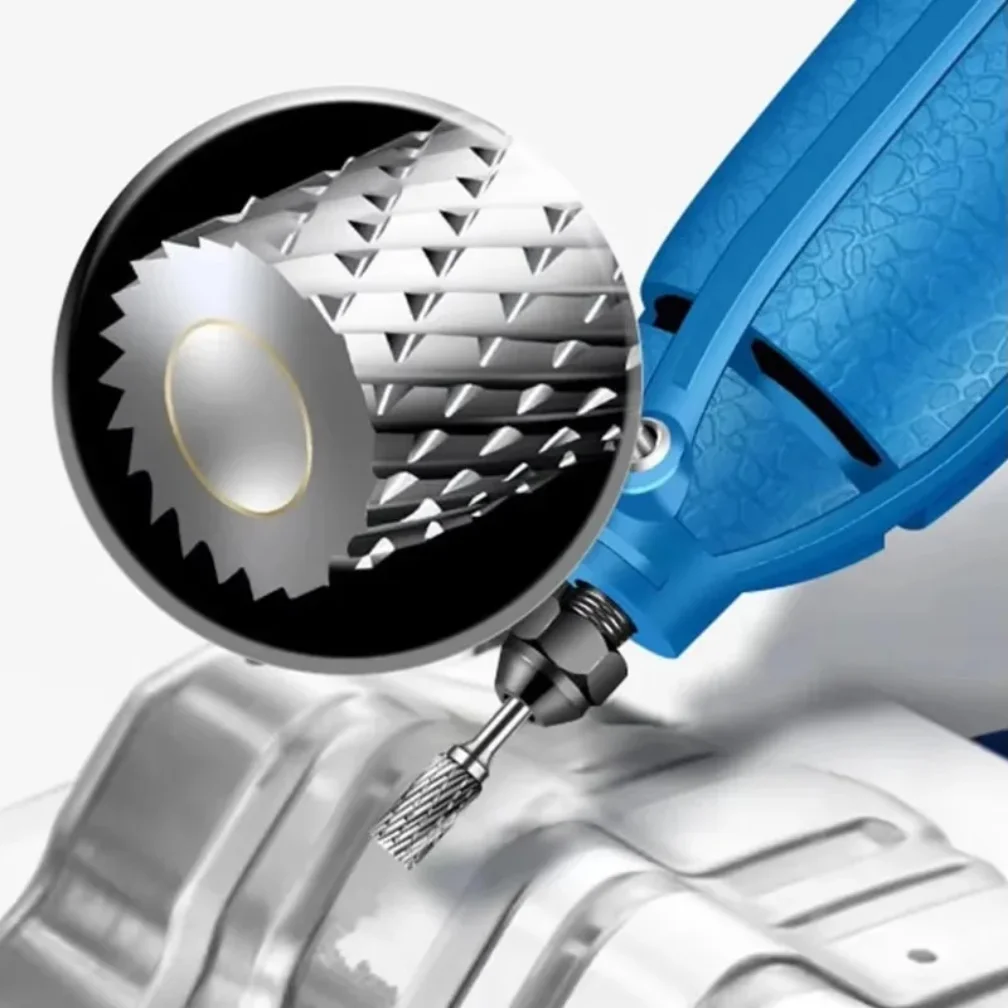 10pcs 1/8" Shank Tungsten Carbide Milling Cutter Rotary Tool Burr Diamond Cut Rotary Drill Bit for Metalworking Polishing Tools