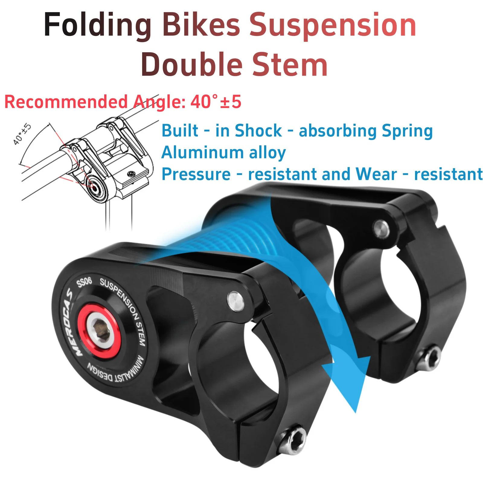 

Bicycle Stem Handlebar Double Stem For Shock Absorption 25.4mm Folding Bike Table Folding Bike Table Cycling Adjustable Stem