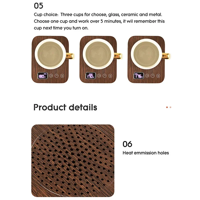 Новый подогреватель кофейных кружек для стола, офиса, дома, 3, настройка температуры, автоматическое отключение, электрическая нагревательная пластина для напитков, умная подогреватель чашек