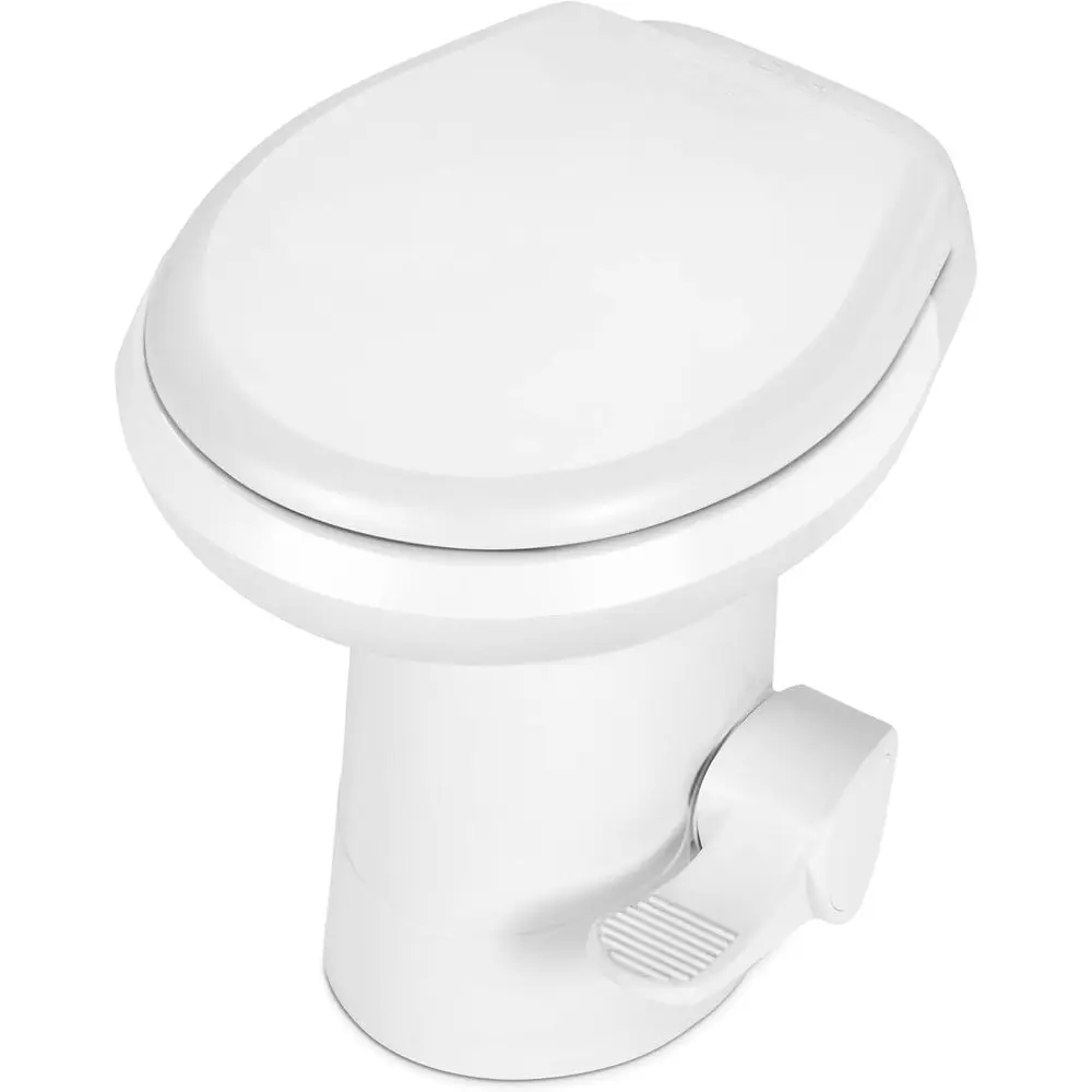 

DAFIFY Foot Pedal Flush Toilet, Low Profile Gravity Camper Toilet, White, Ideal for Car Motorhome Caravan Trips