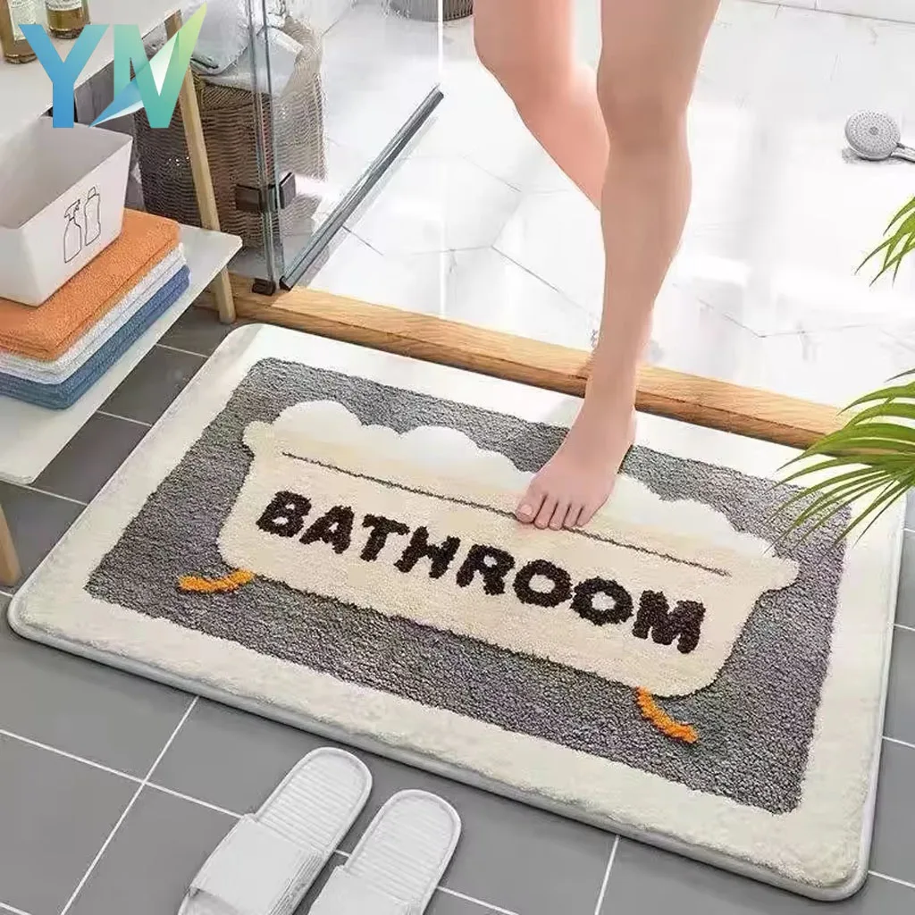 Soft Faux Wool Bathroom Mat Super Absorbent Non Slip Rug Shower Tub Carpet Dirt Resistant Comfort Toilet Floor Mat Pad