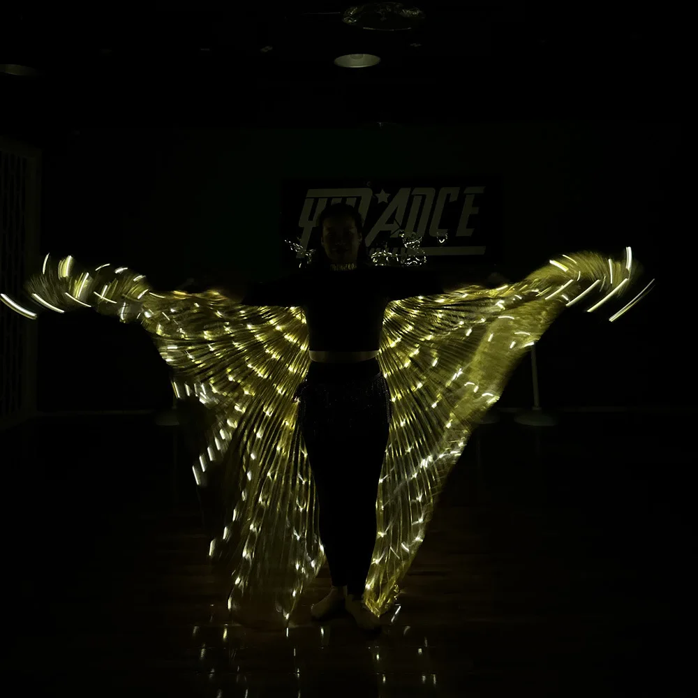 Taniec brzucha LED Isis Wings Skrzydło motyla Opcje złotego koloru dla dorosłych Występ na scenie Pokaż praktykę Garnitur karnawałowy