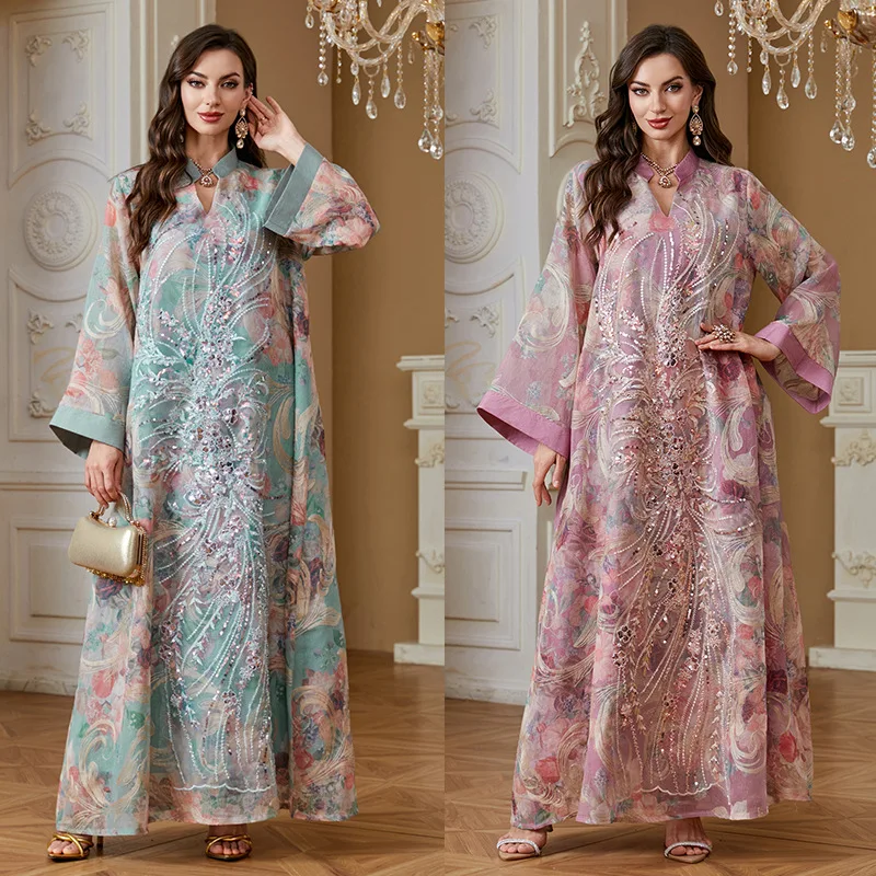 

Women Dress Eid Abaya Sequins Kaftan Muslim Party Dresses Jalabiya Ramadan Vestidos Morocco Dubai Arab Long Robe Abayas 2026