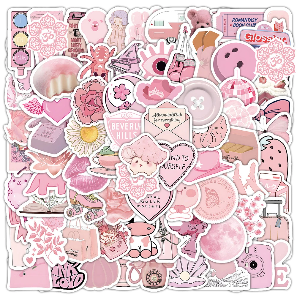 10/30/50/100 stücke rosa ins Stil Kokette Aufkleber ästhetische kleine frische Cartoon Aufkleber Skateboard Notebook Telefon DIY Kind Aufkleber