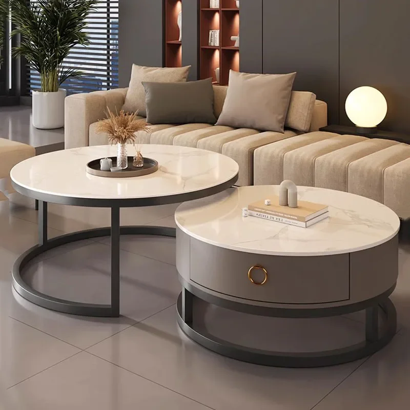 Modern Design Set Coffee Table Small Black Glass Low Center Round Coffee Table Mobile Nordic Mesa De Centro De Sala Furniture