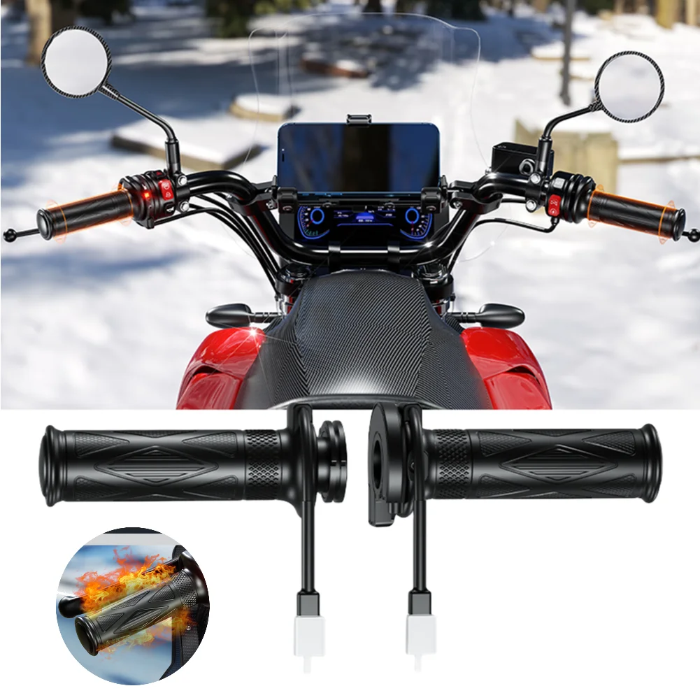 

Motorcycle Hot Grip Motorbike ATV Scooter Electric Heated Grips 22mm 7/8" Handlebar Hand Warmer 5-Gear Adjustable Temperature