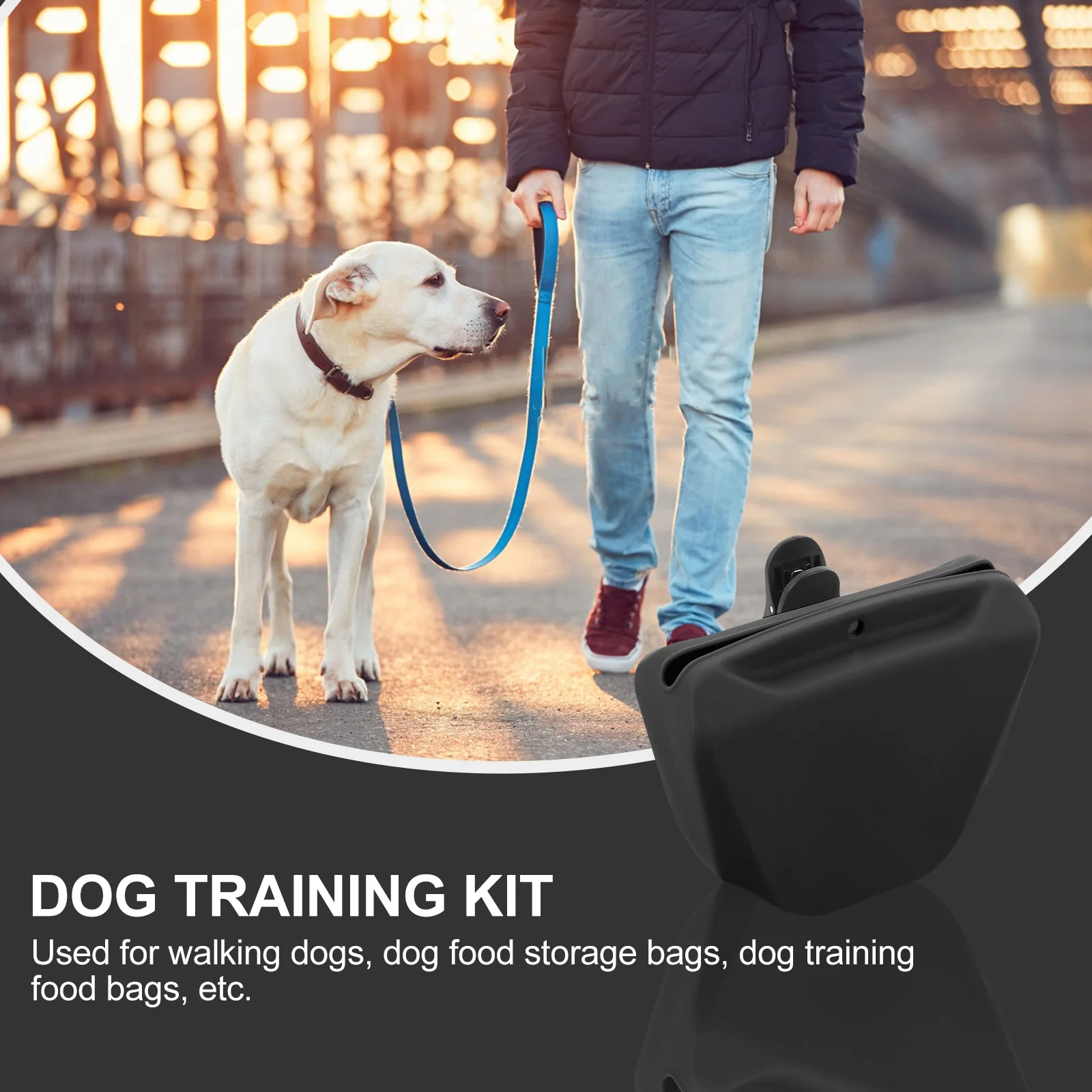 حقيبة تدريب متينة للحيوانات الأليفة من السيليكون بدون رائحة، مادة صحية مرنة وسهلة الجفاف، تصميم خصر معلق، وجبة خفيفة مريحة للكلاب