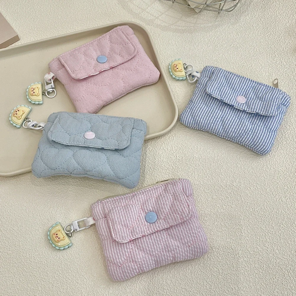 

Kawaii Cartoon Mini Stripe Zipper Wallet Girl Cute Canvas Coin Wallet Card Bag Key Storage Bag Children's Birthday Party Gifts