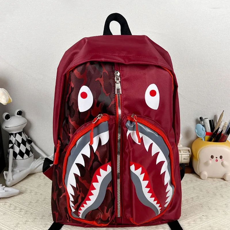 Unisex Boy Grils Waterproof Back Packs Bookbag Funny Shark Prints Backpacks College Student Anime Designer School Travel Bags