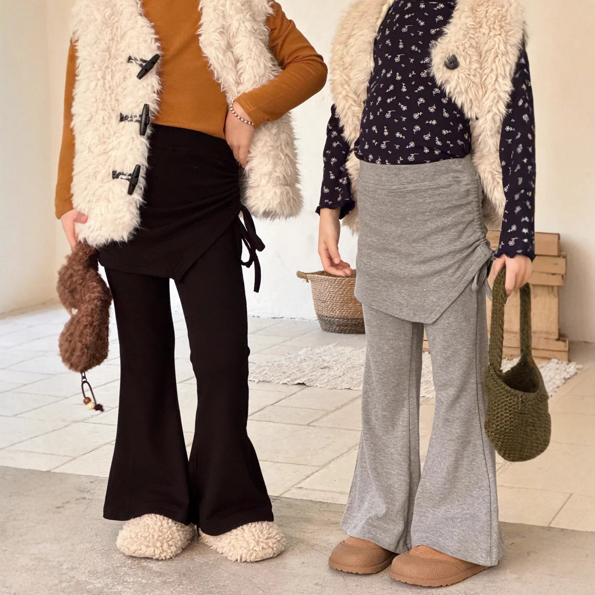 

Girls Pants Autumn and Winter New Korean Version Fake Two-piece Skirt Pants Casual Fashion Daily Comfortable and Stylish