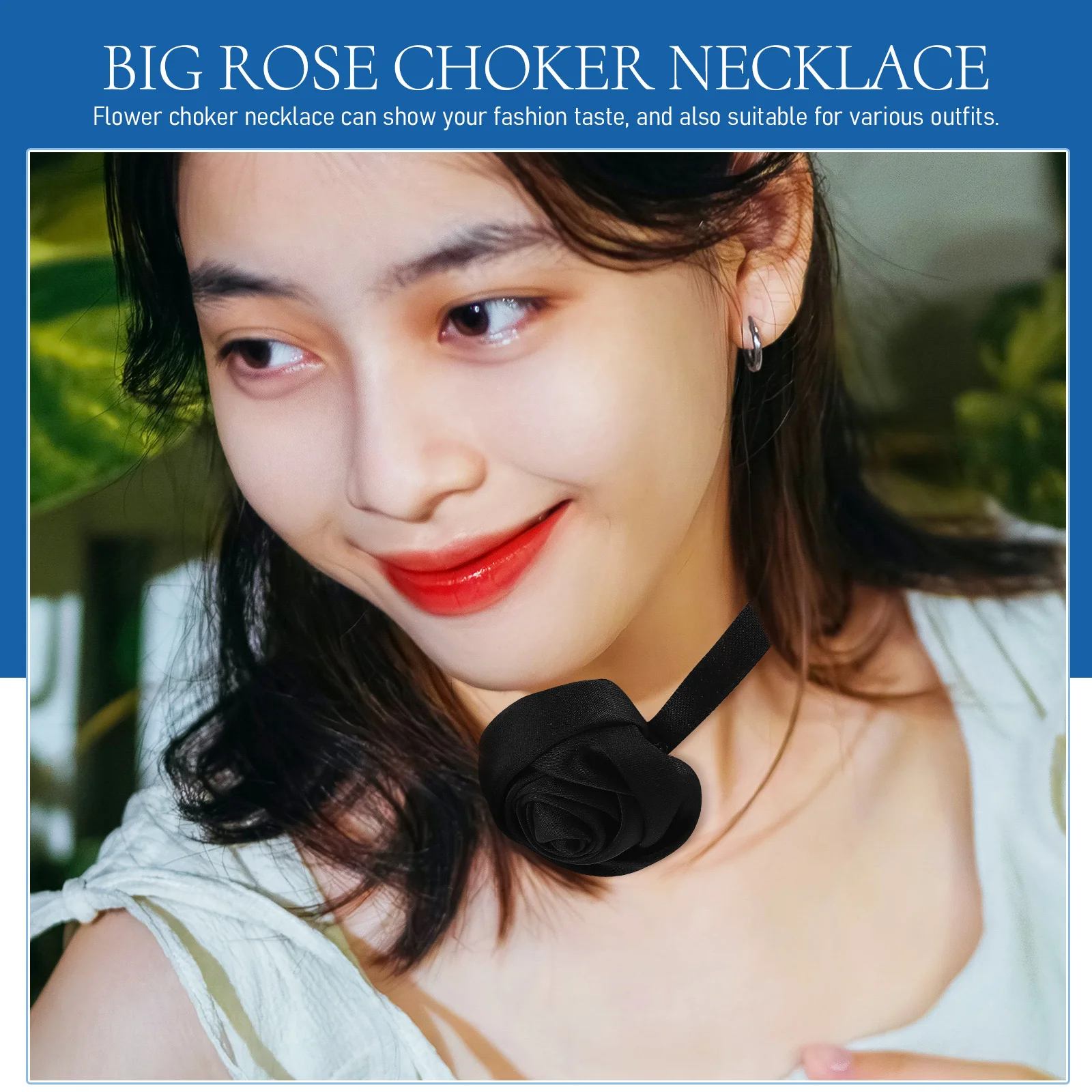 

Rose Choker Necklace Big Fabric Flower 3D Pendant Lightweight Stylish Floral Necklace Women Jewelry Women Jewelry