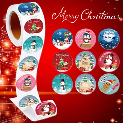 500Pcs/Roll Happy New Year Christmas Stickers 2.5cm/1.0in DlY Merry Christmas Decoration Label Perfect For Adorning Gift