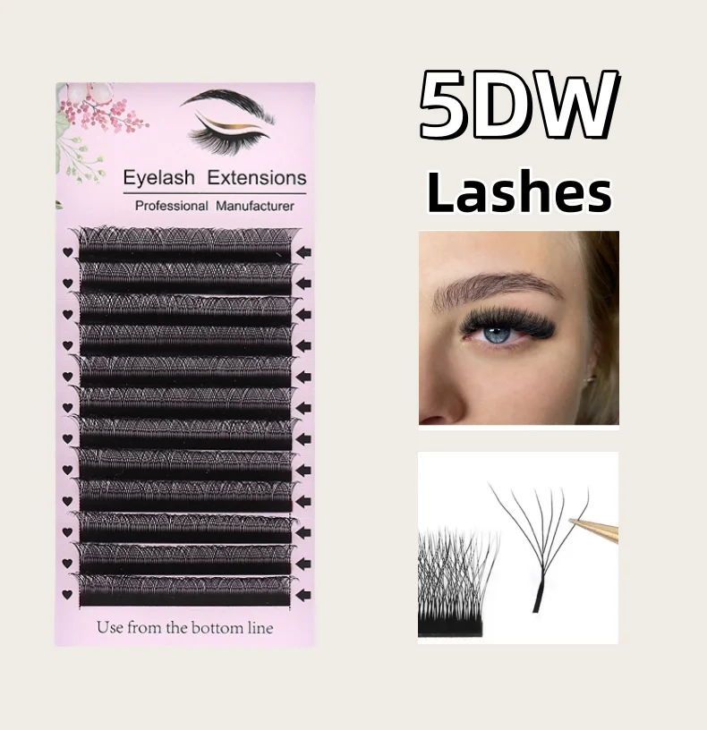 MARIA 5D W Lashes Easy Fan Eyelash Extensions  Volume Premade M/C/D/L/D+CURL  Soft Full Dense Lashes wholesale