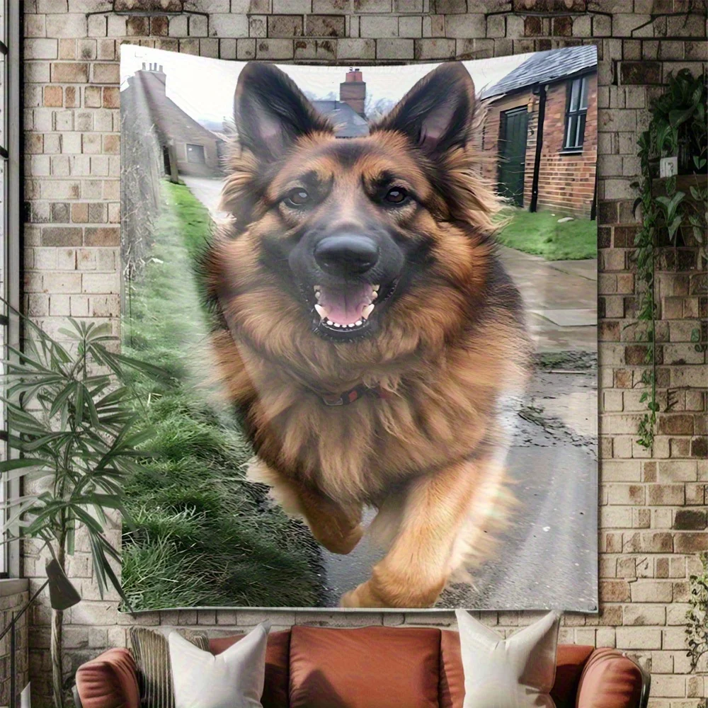 Running German Shepherd Theme Digital printing polyester wall tapestry suitable for use in living rooms bedrooms bars and party