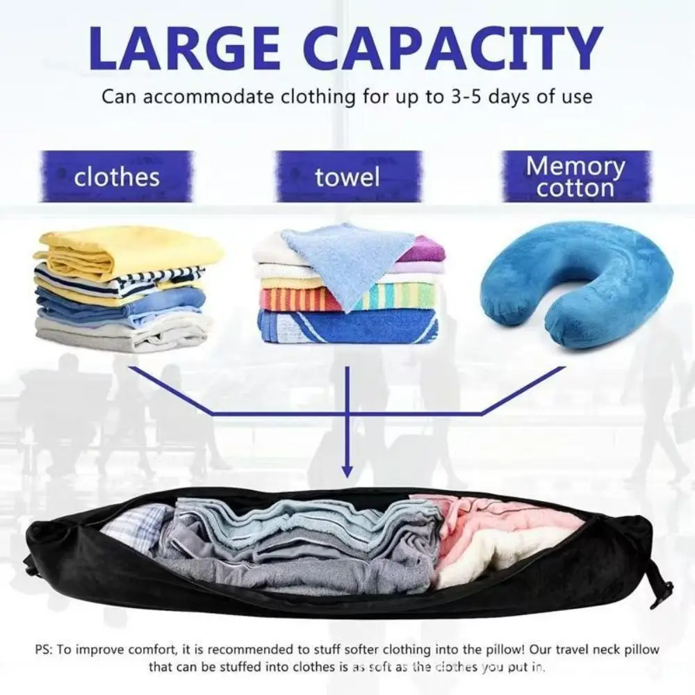 أشرطة قابلة للتعديل، وسادة رقبة قابلة للتعبئة، أدوات موفرة للمساحة مع غطاء وسادة قابل للحشو يناسب ما يصل إلى 3 أيام مريحًا