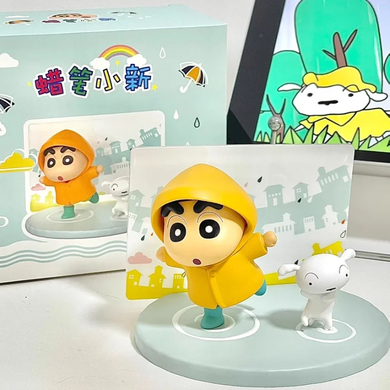 New Crayon Shin-Chan Handmade Peripherals Shinchan On A Rainy Day Shinchan On The Lawn Decorative Figurine Toy Gift For Kid
