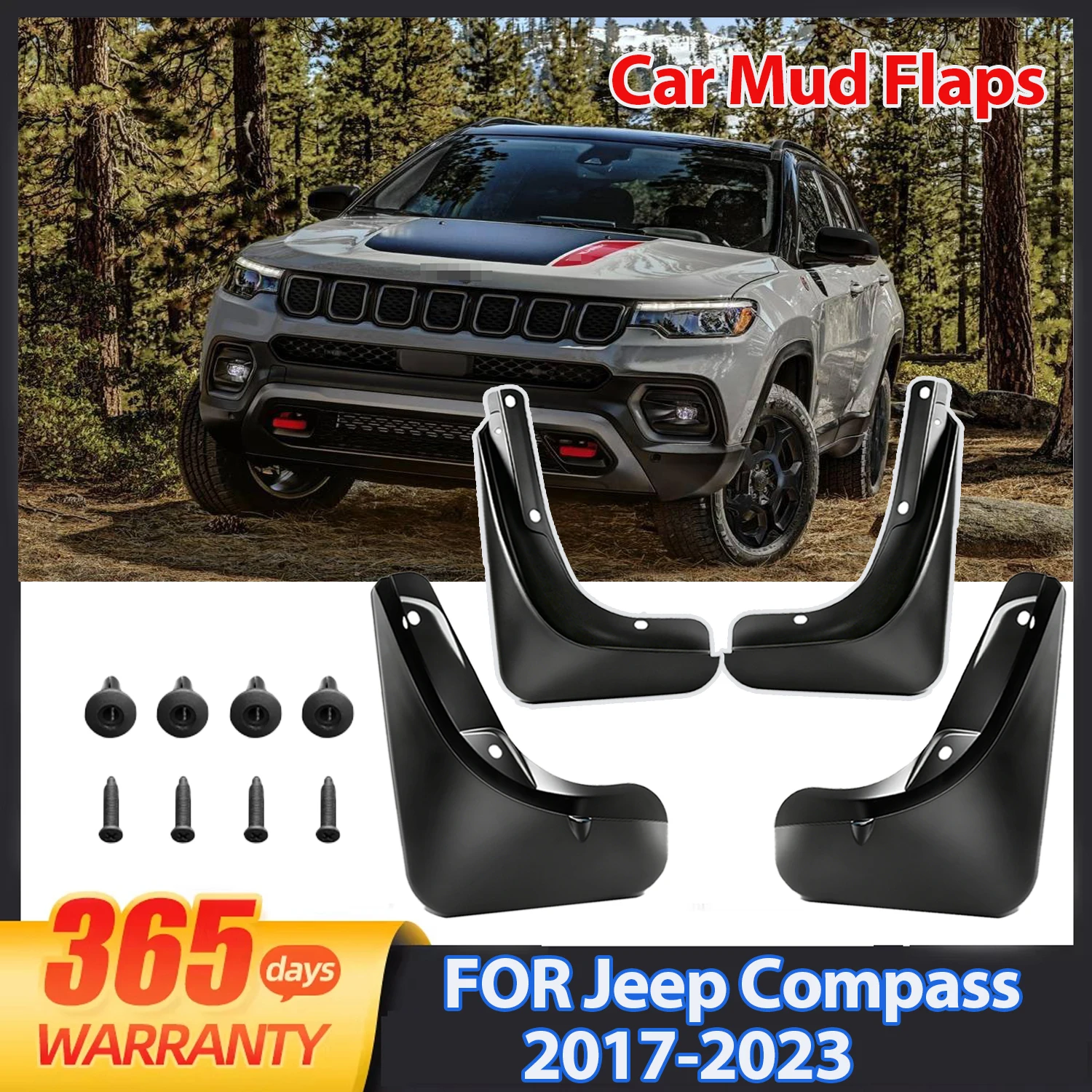

4PCS/SET Car Mud Flaps For Jeep Compass 2017-2023 for Hybrid Decorate Car Mud Flaps Mudguards Splash Guards