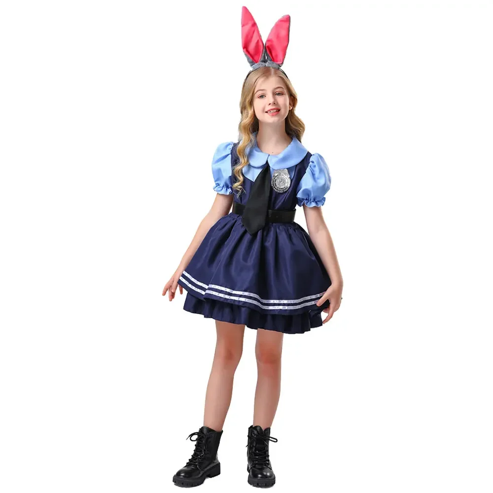 Halloween Kinder Offizier Hase Cosplay Kostüm Cartoon Zoo Fantasy Kostüm Verkleidung für Kinder Mädchen Polizei Uniform Kostüm