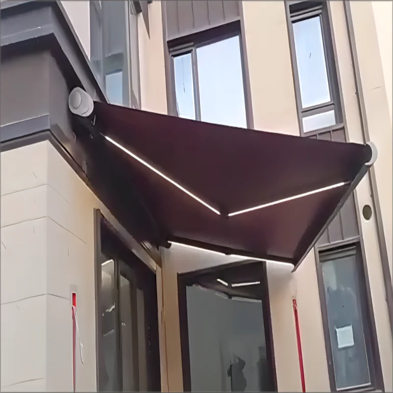 Factory Direct 2026 Aluminum Outdoor Retractable Awning Canopy Waterproof Patio Cover Full Cassette Awnings Grey Garden Sun
