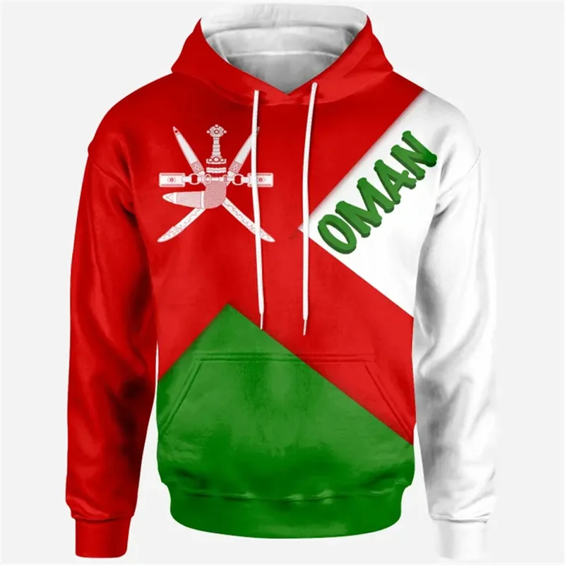 Oman Map Flag 3D Printing Hoodies For Men The Sultanate Of Oman Emblem Graphic Hooded Hoody Vintage Sweatshirts Pullovers Hoodie