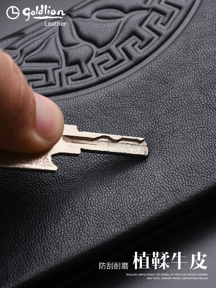 Оригинальный роскошный дизайнерский длинный мужской кожаный кошелек Goldlion, высококачественный вертикальный повседневный кожаный кошелек из воловьей кожи