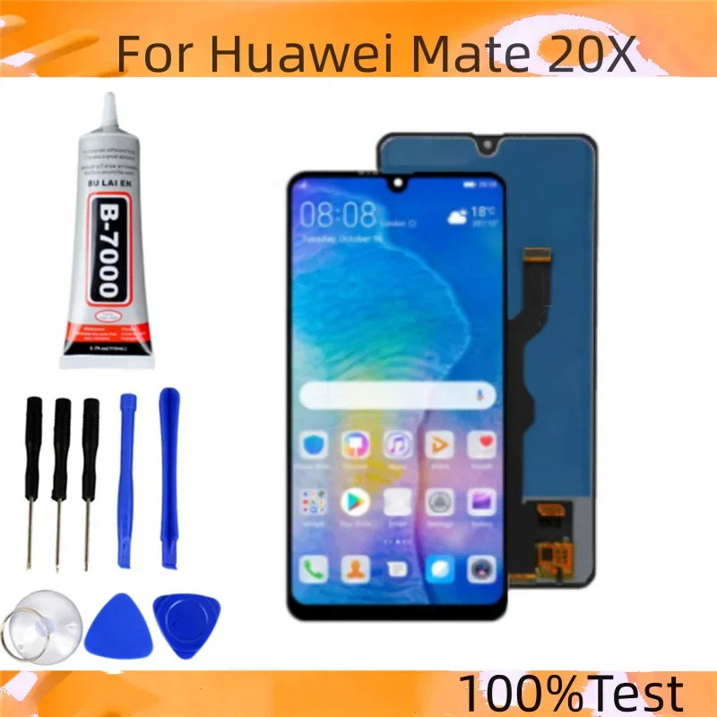 100% Original 7.2\'\' AMOLED LCD For Huawei Mate 20X 20 X 4G 5G Full Display Touch Screen Digitizer Assembly Replacement Parts