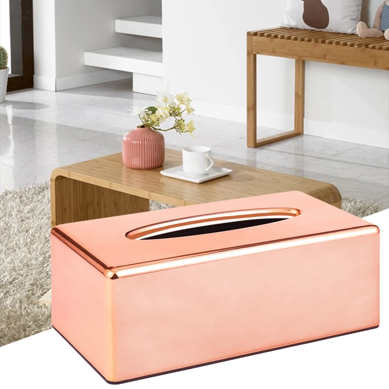 ABZV-estante de papel elegante oro rosa real coche hogar caja de pañuelos en forma de rectángulo contenedor servilleta soporte para pañuelos