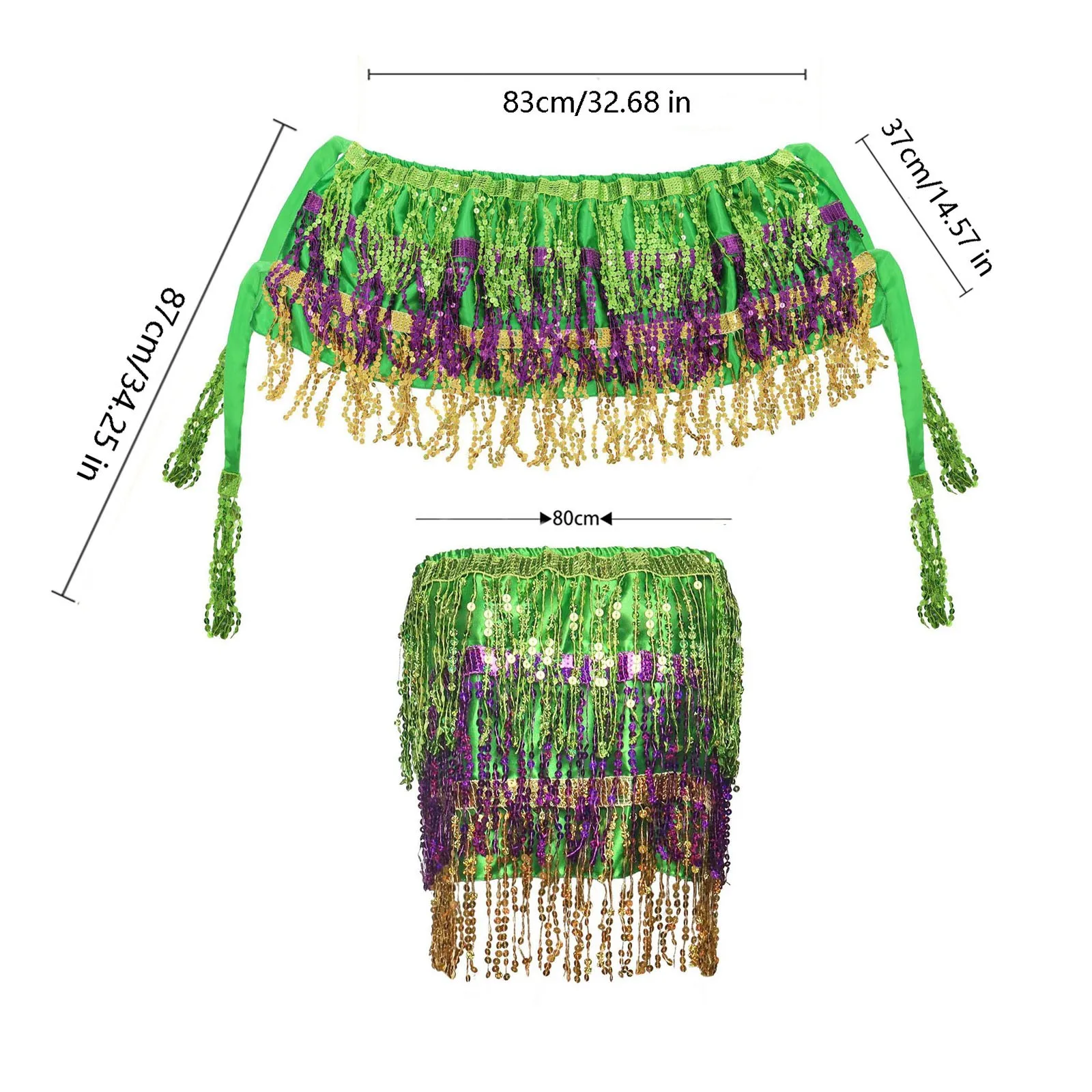 Carnival Purple Green Sequin Short Dress Set Party Prom Plunge Belly Dance Character Fringe Halter Mardi Gras Women's Costume