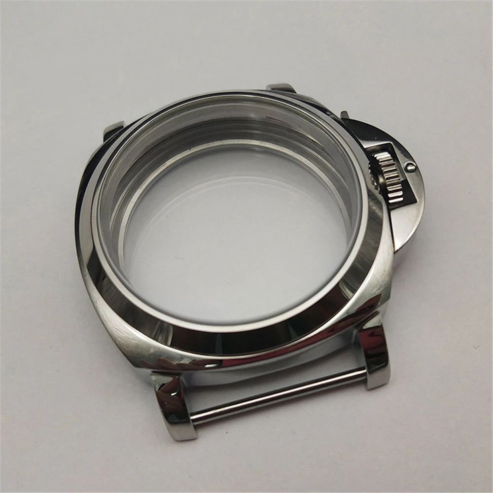 

316 Stainless Steel Watch Case 44mm, Polished Mineral Glass Case, for ETA 6497/6498 for ST36 Movement Watch Shell Cover Parts