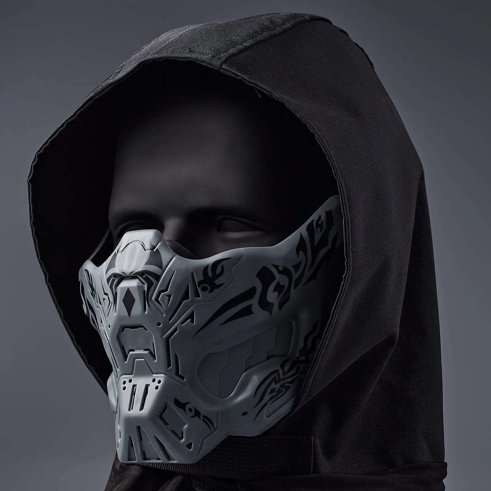 Tactical Gas Mask Real CS Cyberpunk Ghost Colplay Half Face Mask Equipment Breathable Outdoor Cosplay/Games Prop Halloween Mask