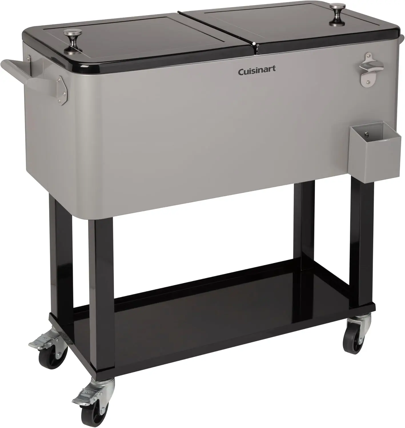 Cooler Cart with Caster Wheels, Dual-Sided Lid, 80-Quart