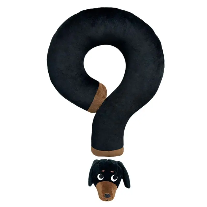 AA94-Dachshund Question Mark Pillow Long Nap Pillow Student Dormitory Airplane Travel Neck Pillow New Year Gift