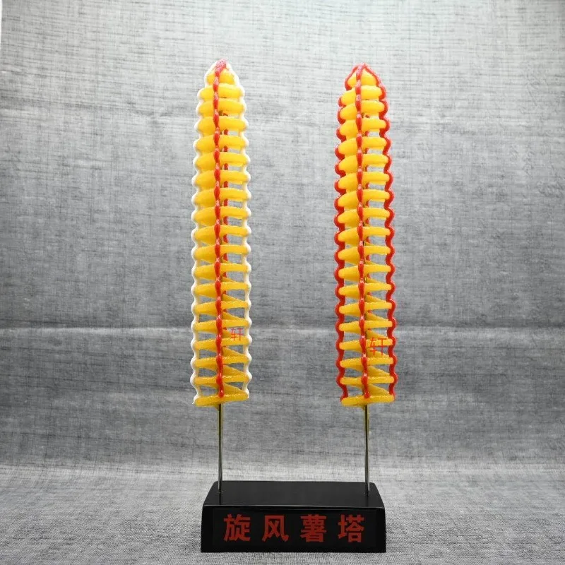 Simulation Food Model Fake Potato Spiral Samples Tornado Potato Props Dummy Whirlwind Twist Potato Tower Model for Display