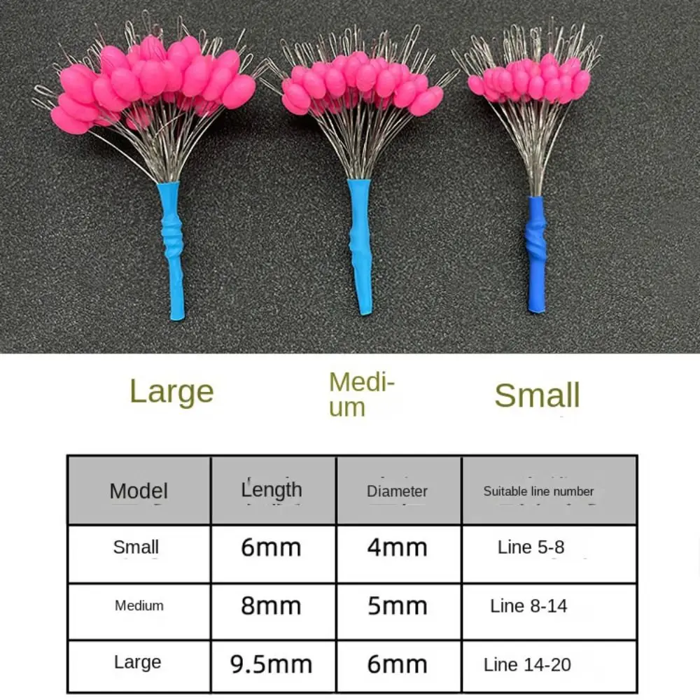 50pcs/lot Float Transparent Rubber Stopper S L Fishing Bobber Stopper Float Cylindrical Space Bean Fish Line Accessories