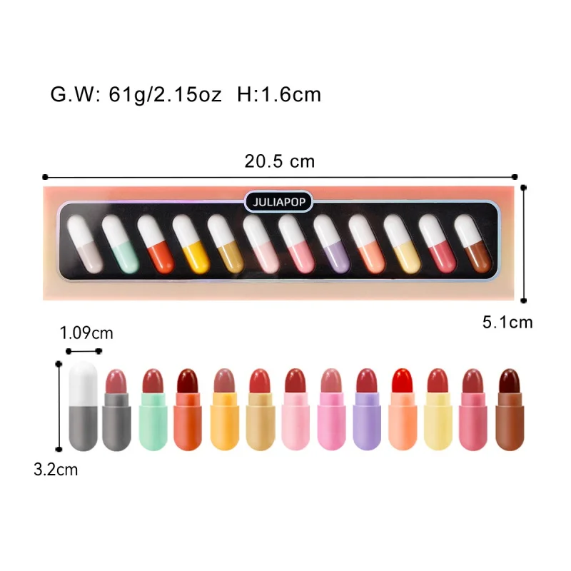 Velvet lipstick suit popular12color Mini Capsule Lipstick