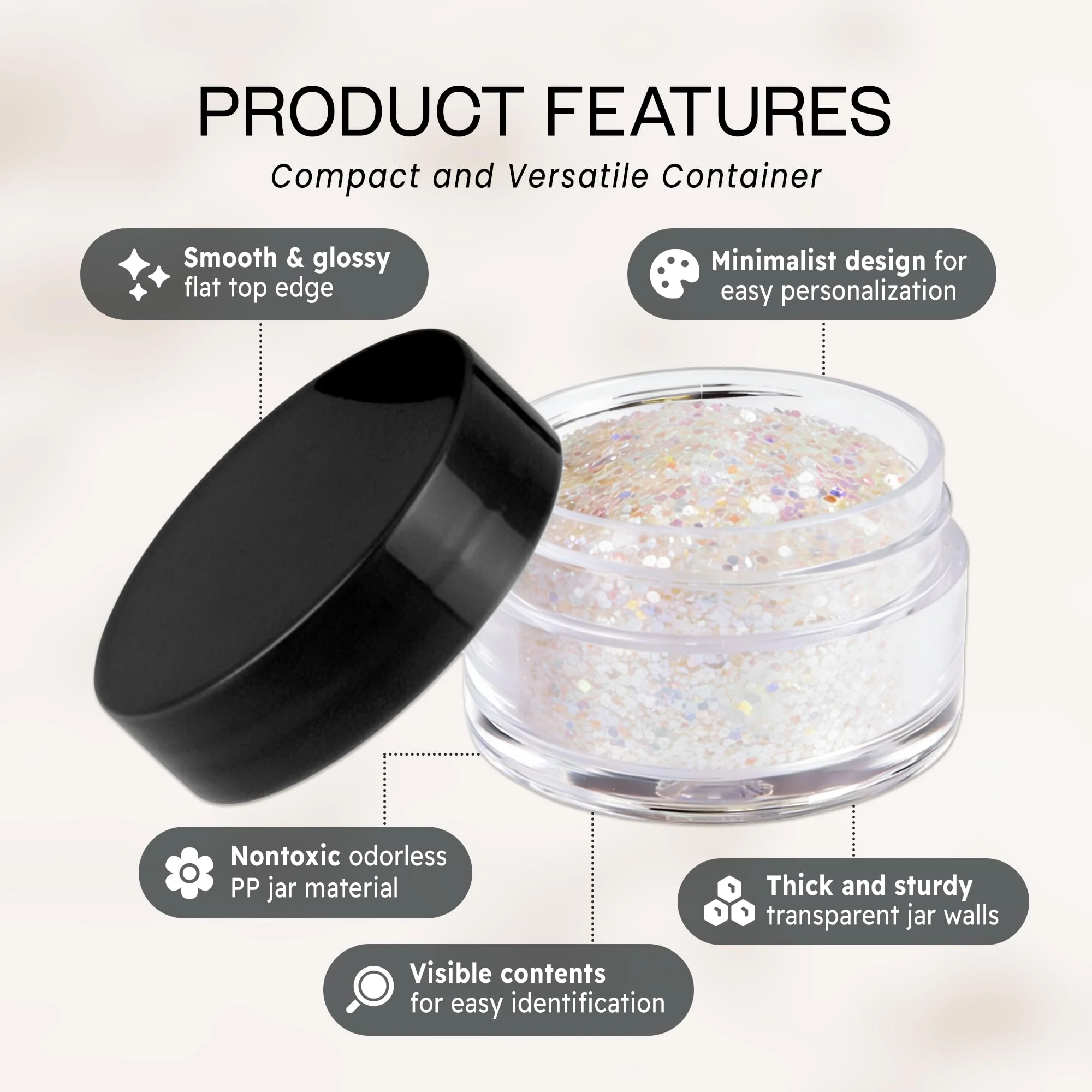 5/10PCS Plastic Cream Jars Sample Beauty Containers with Leak Proof Wide Mouth Travel bottle for Toiletries Cream 5ml view 3