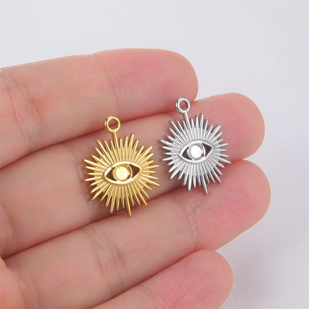 5pcs/Lot Gold Color Eyes Pendants Diy Necklaces Earrings Accessories Stainless Steel Charms For Fashion Women Jewelry Handmaking