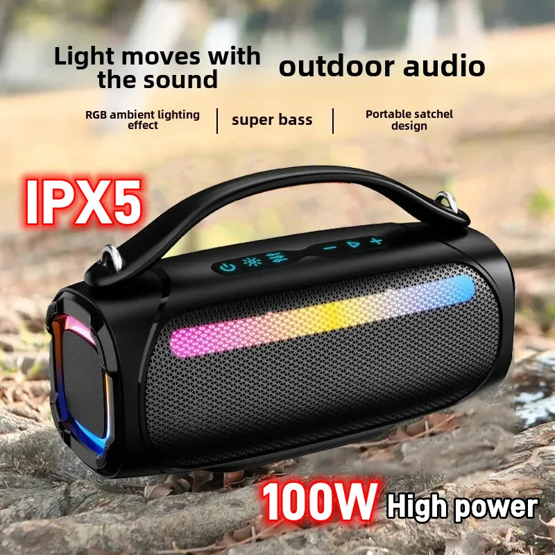 Outdoor Waterproof Bluetooth Speaker Wireless100W High Power Super Bass Party Box Portable Sound Column AUX IPX 5 High Quality