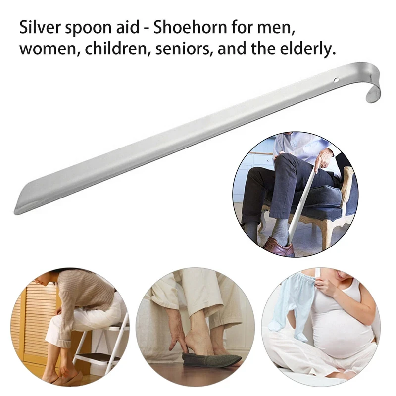 1/2/3pcs 52cm Extra Long Shoe Horn Stainless Steel Silver Metal Shoes Remover Shoehorn Lifter Aid Slip Shoe Pull Tool