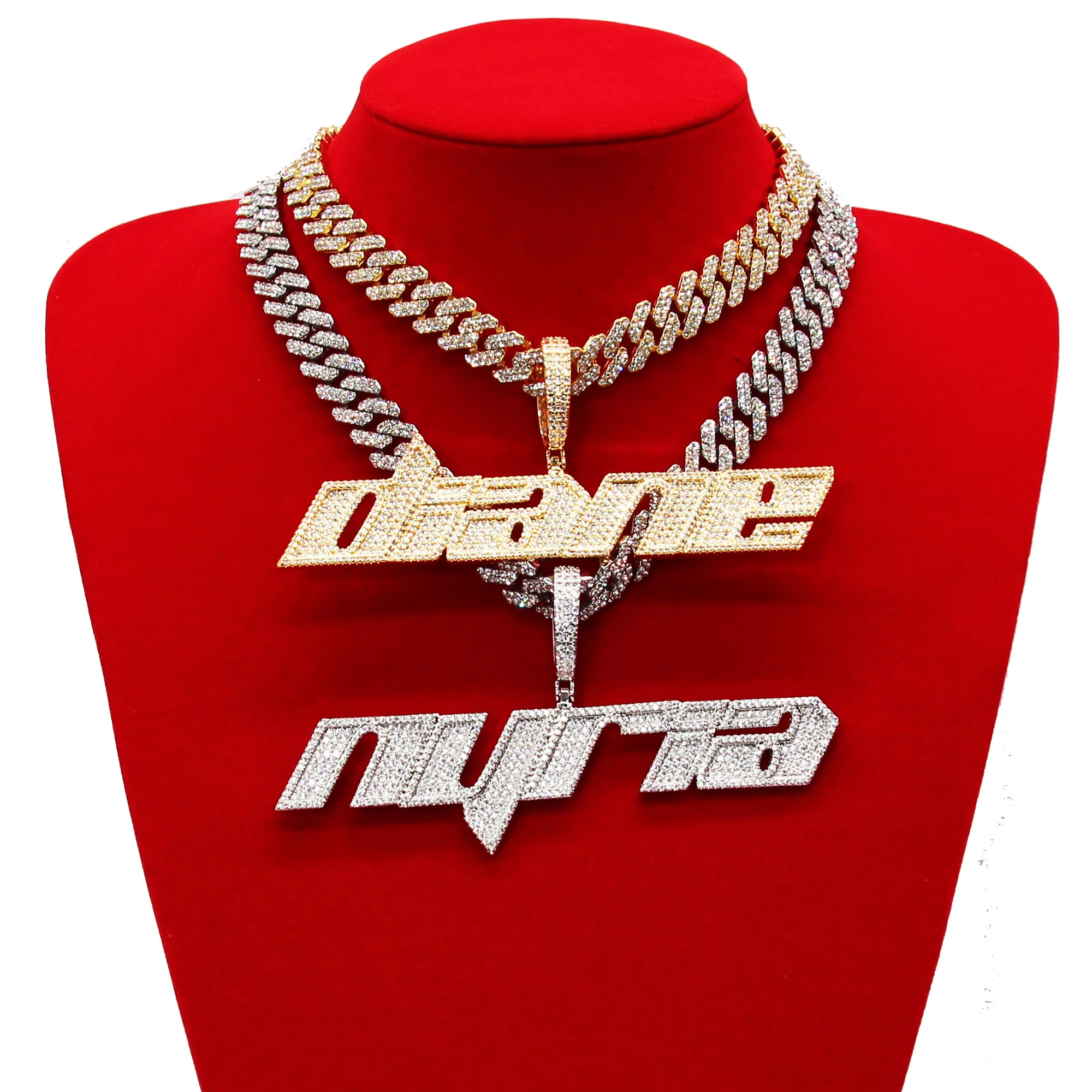 Personalized Name Pendant Necklace Sparkling Custom Your Any Letters Necklace Customize Nameplate with Cuban Link Chain Hip Hop