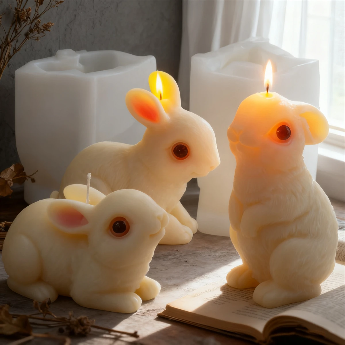 3D Hase Silikonformen für Seife Kerze Kaninchen Thema Form Ostern Kaninchen Aromatherapie Gipsform handgemachte Festival Geschenk Dekor