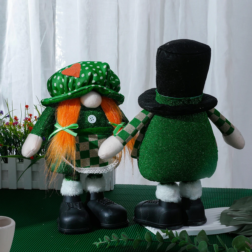 

St Patricks Day Gnome Decoration Safe Material Cute Small Desktop Ornament Party Decor Family Festival Home Table Decor