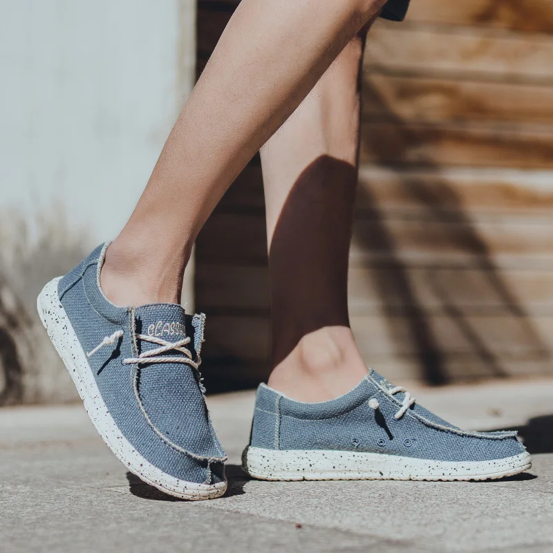 2023 New Summer Men's Canvas Shoes Lightweight Breathable Soft Slip-on Casual Shoes Fashion Beach Vacation Loafers Big Size 48